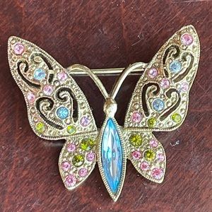 Vintage Rhinestone Butterfly Pin